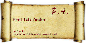 Prelich Andor névjegykártya